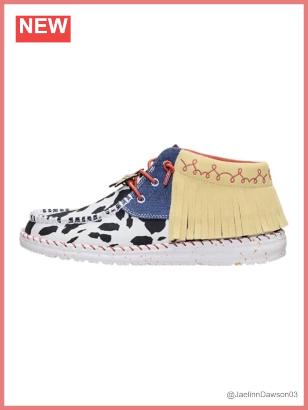 Wendy Mid Jessie Ankle Boots Cowprint Denim Suede Fringe Easy On
